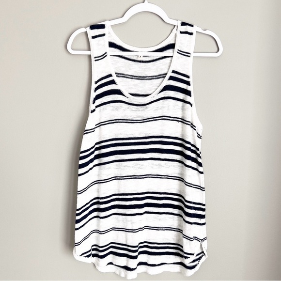 ❤️ Anthropologie | Moth | Watermark Knit Stripe Tank Large Top Shirt coastal - Picture 3 of 5